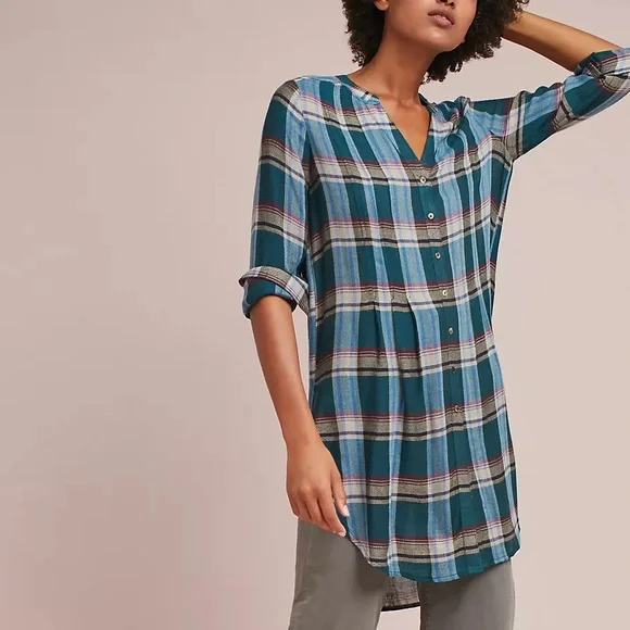 AKEMI + KIN by Anthropologie Lucie Plaid Tunic - Picture 1 of 9